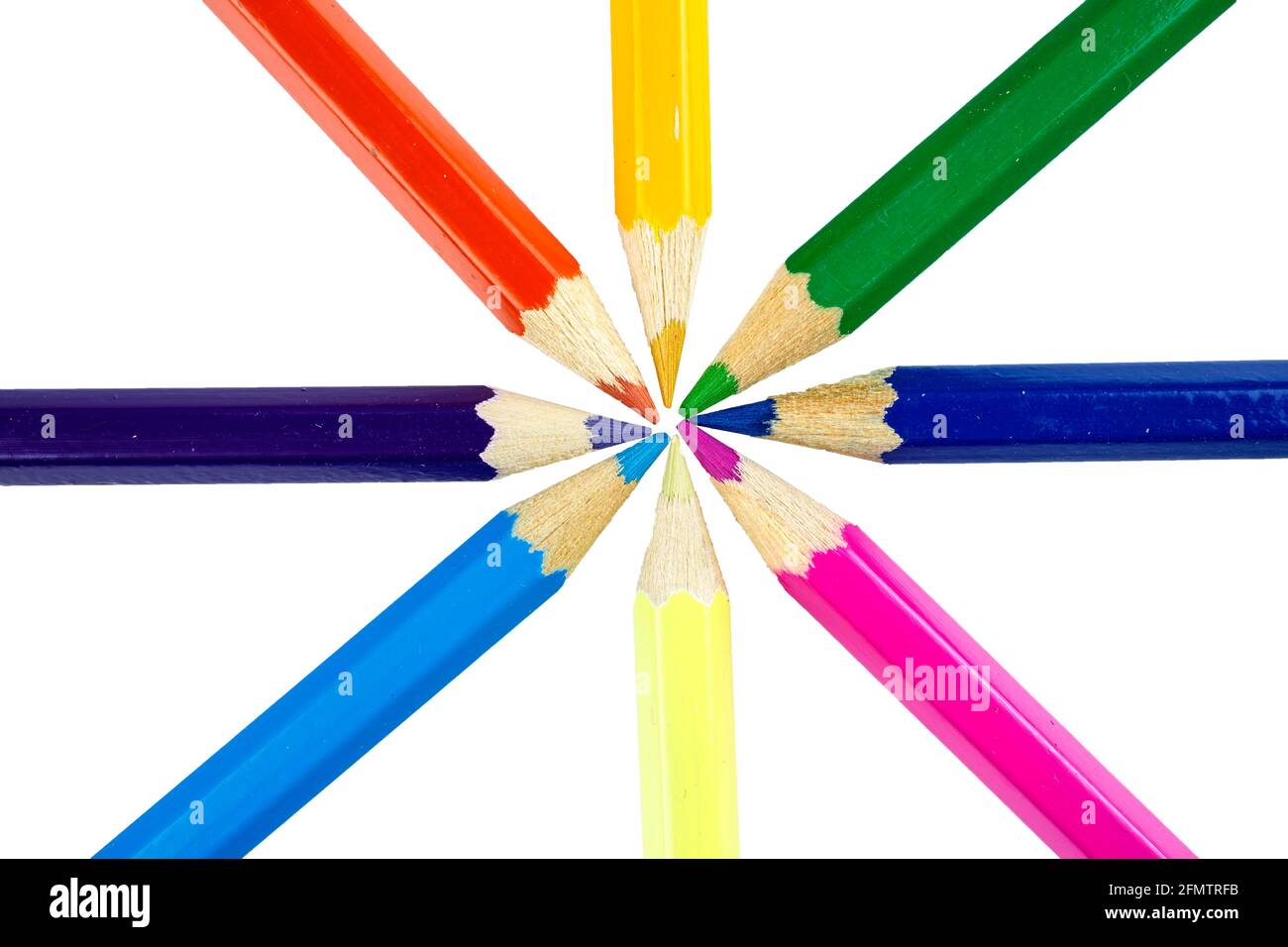 bunch of colored pencils isolated on white background Stock Photo - Alamy