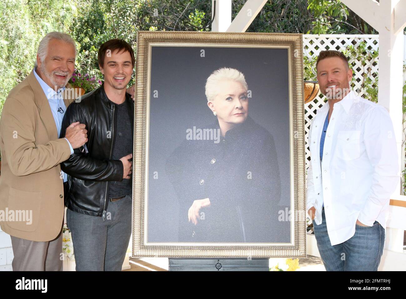 LOS ANGELES - APR 14:  John McCook, Darin Brooks, Susan Flannery Portrait, Jacob Young at the 'Home and Family' Celebrates 'Bold and Beautiful's' 30 Years at Universal Studios Back Lot on April 14, 2017 in Los Angeles, CA Stock Photo