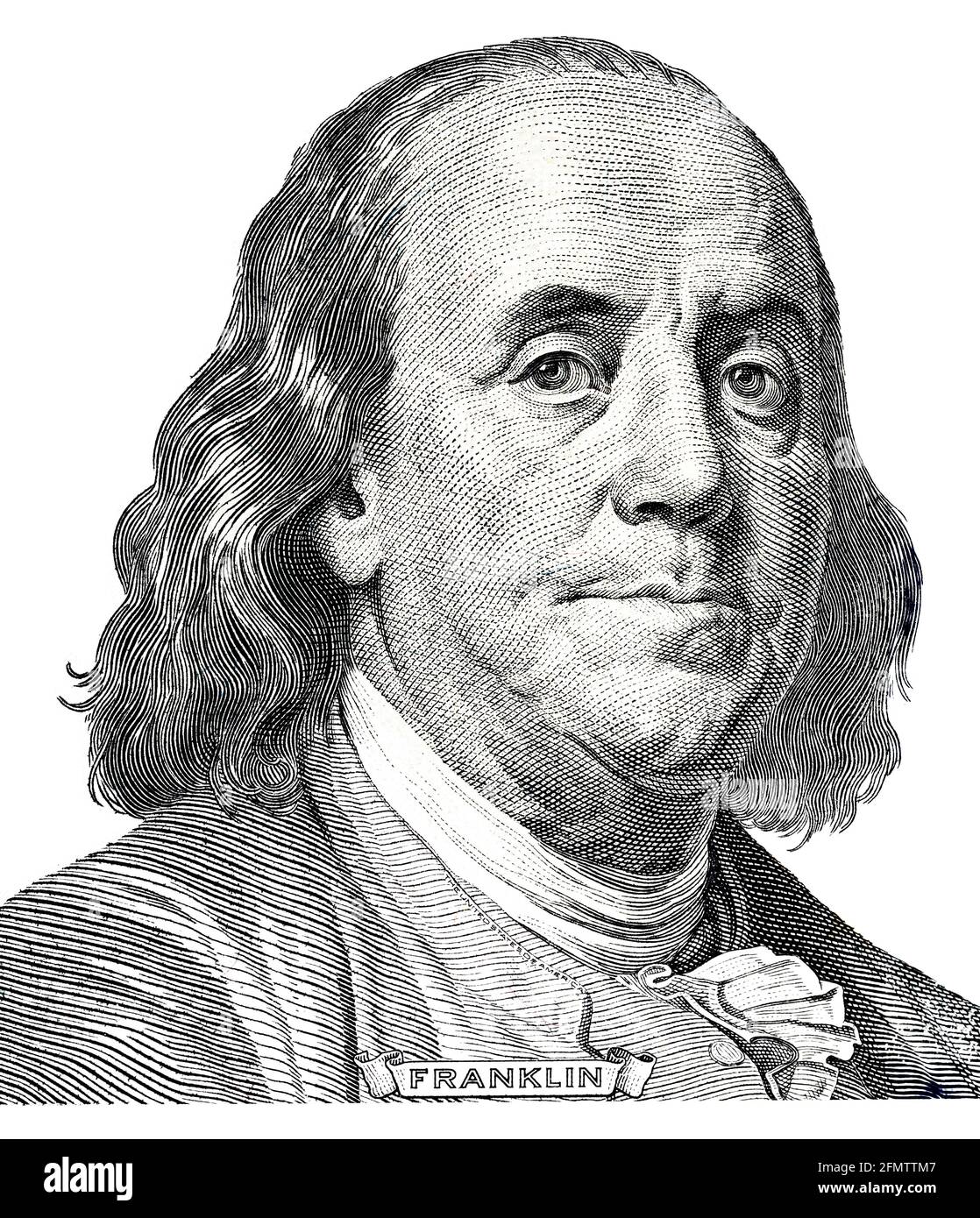 Benjamin Franklin on a dollar bill close-up. Business & Finance Stock Photo