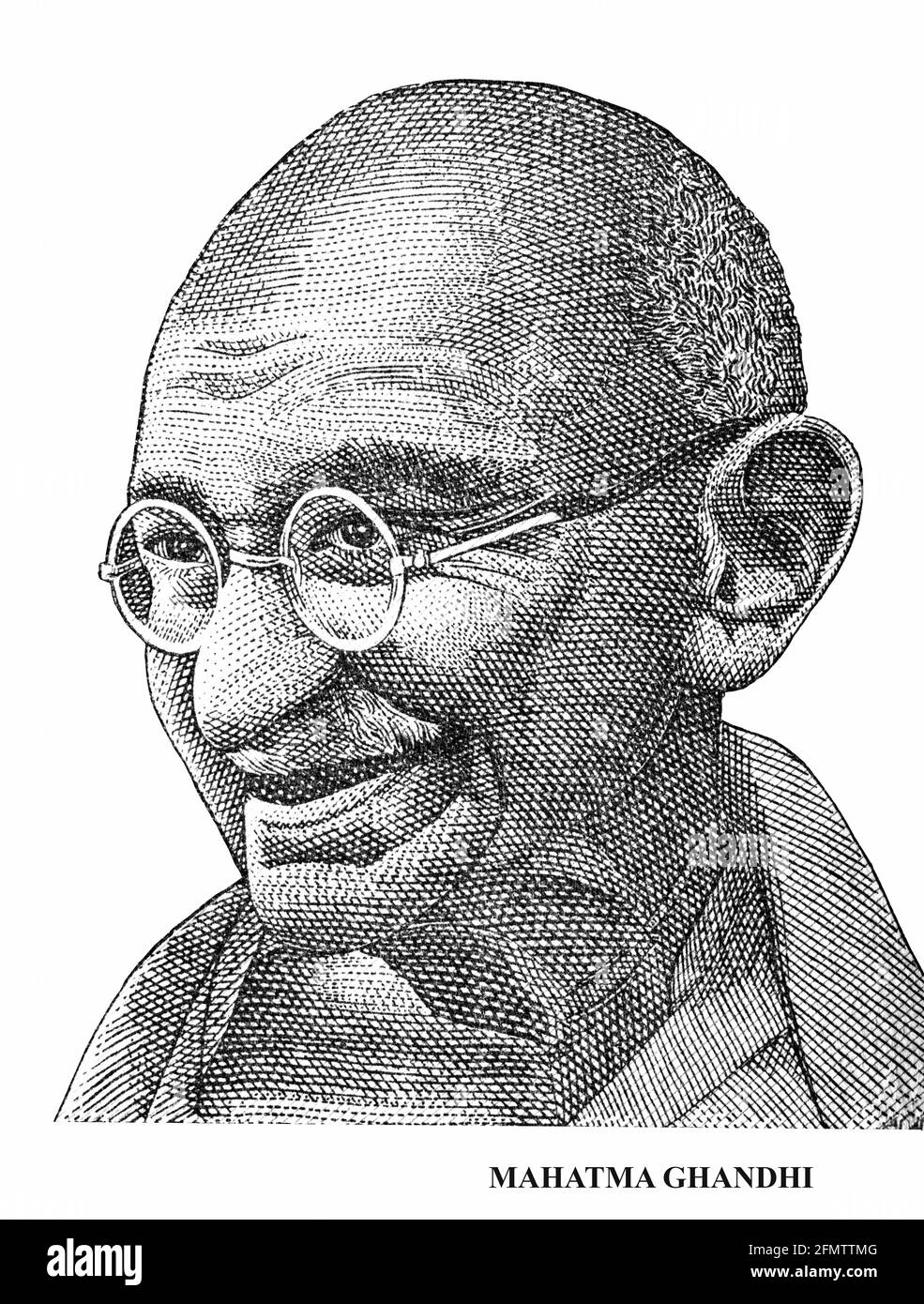 Mahatma Gandhi isolated on white background vertical Stock Photo
