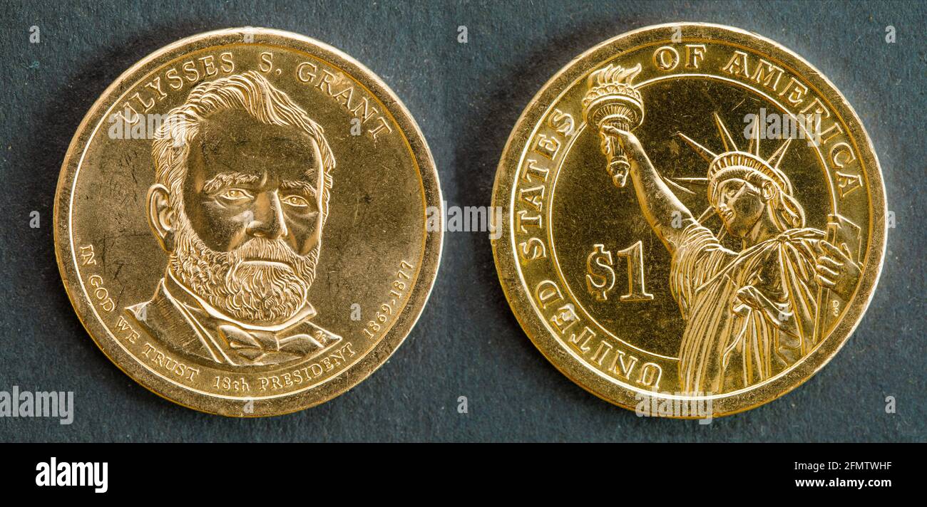 1 dollar coin with the image of Ulysses S. Grant, 18th president of the