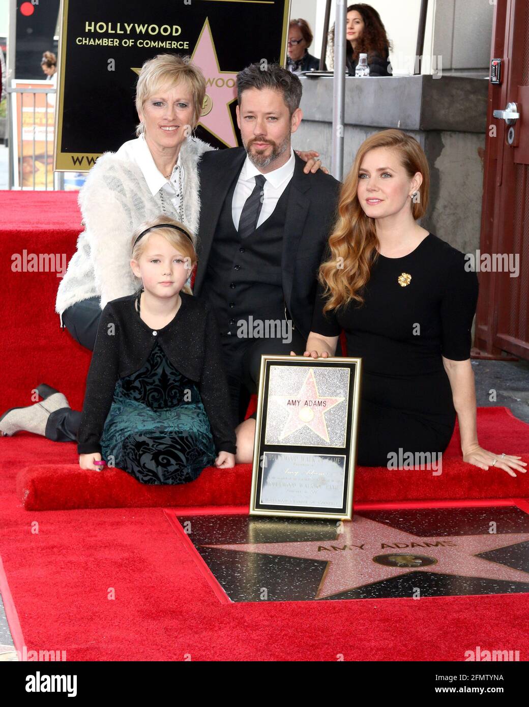 LOS ANGELES - JAN 11:  Kathryn Adams, Aviana Olea Le Gallo, Darren Le Gallo, Amy Adams at the Amy Adams Star Ceremony at Hollywood Walk of Fame on January 11, 2017 in Los Angeles, CA Stock Photo
