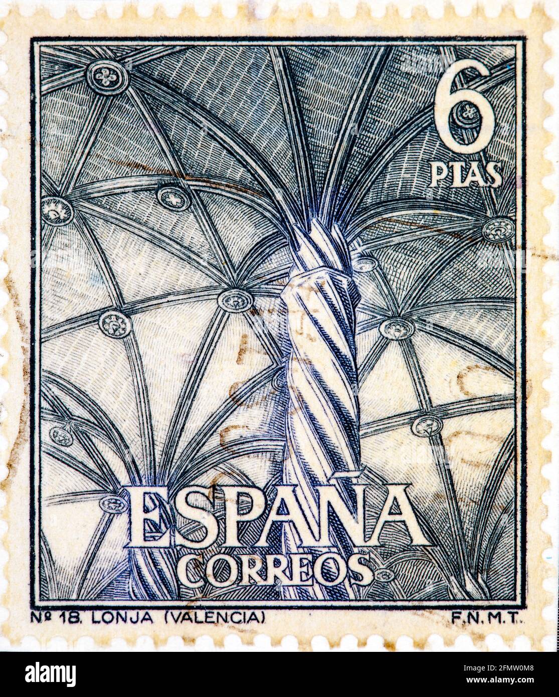 SPAIN CIRCA 1965 a stamp printed in Spain shows the Silk Exchange