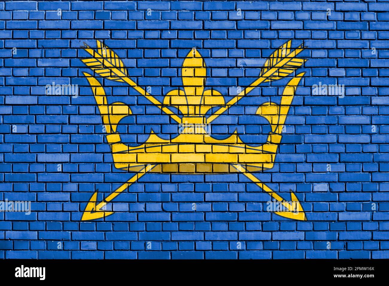 flag of Suffolk, UK painted on brick wall Stock Photo