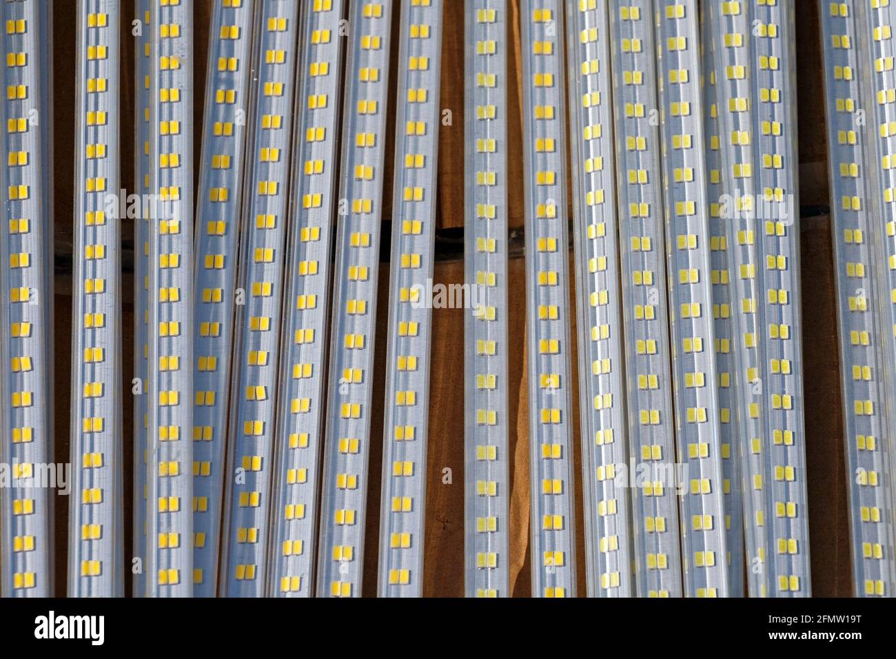 LED strip lights set is energysaving producing vibrant colours Stock