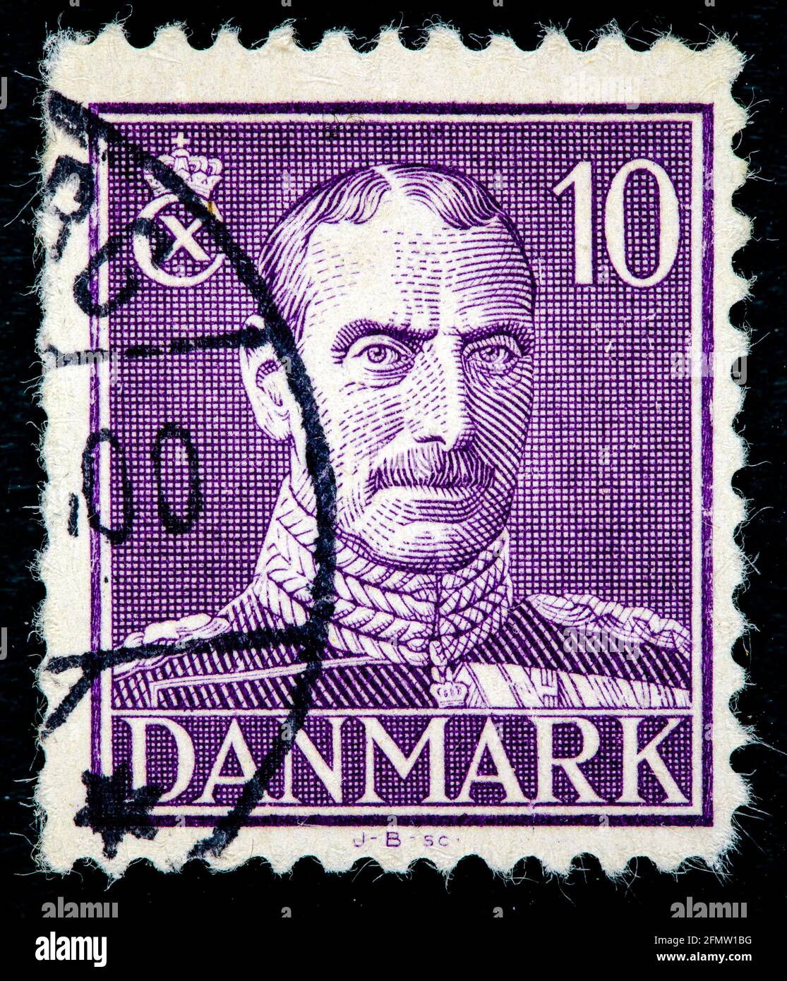 Denmark - circa 1946: a stamp printed in the denmark shows king christian x, king of denmark, circa 1946 Stock Photo