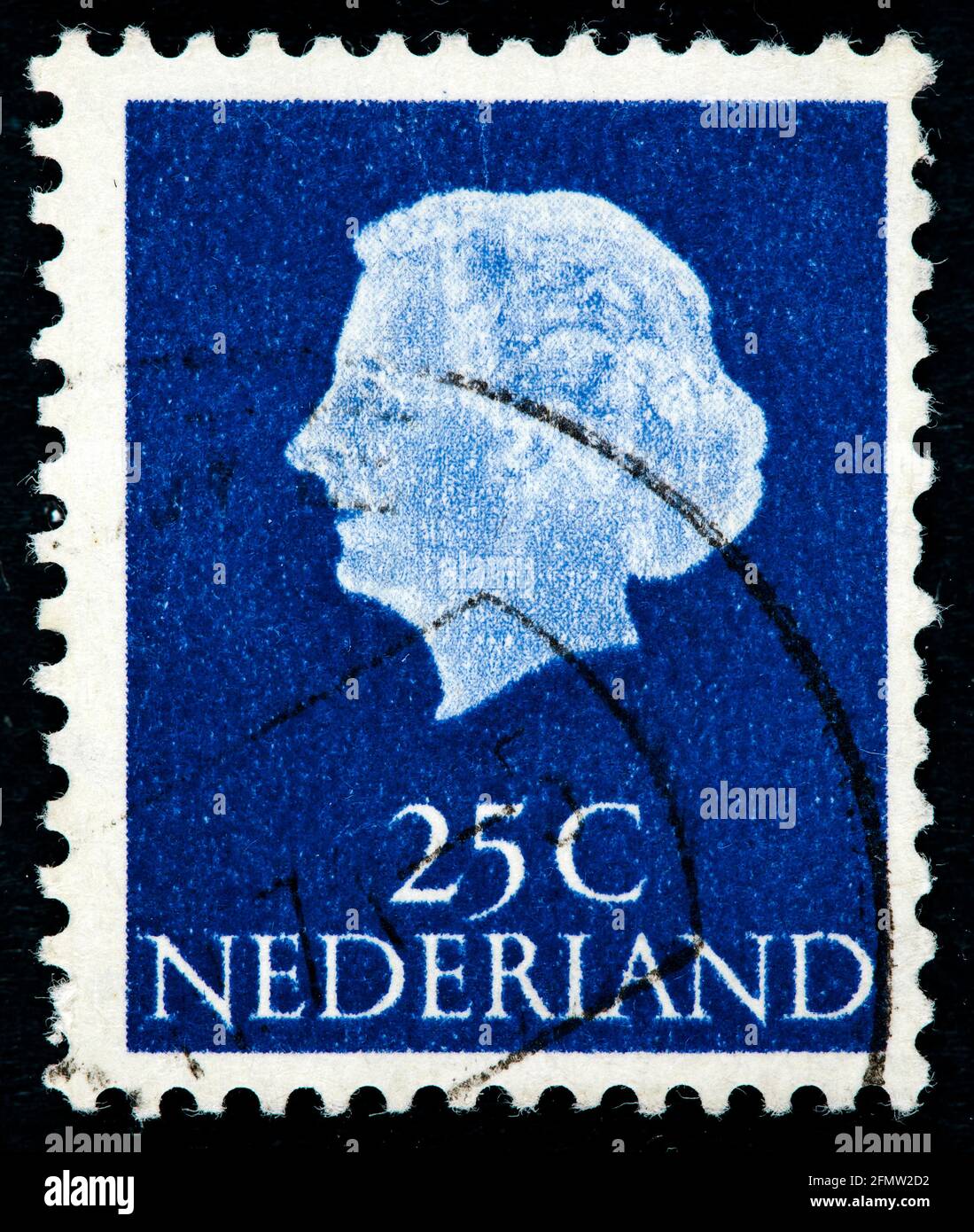 NETHERLANDS - CIRCA 1953: A stamp printed in the Netherlands shows Queen Juliana, circa 1953. Stock Photo