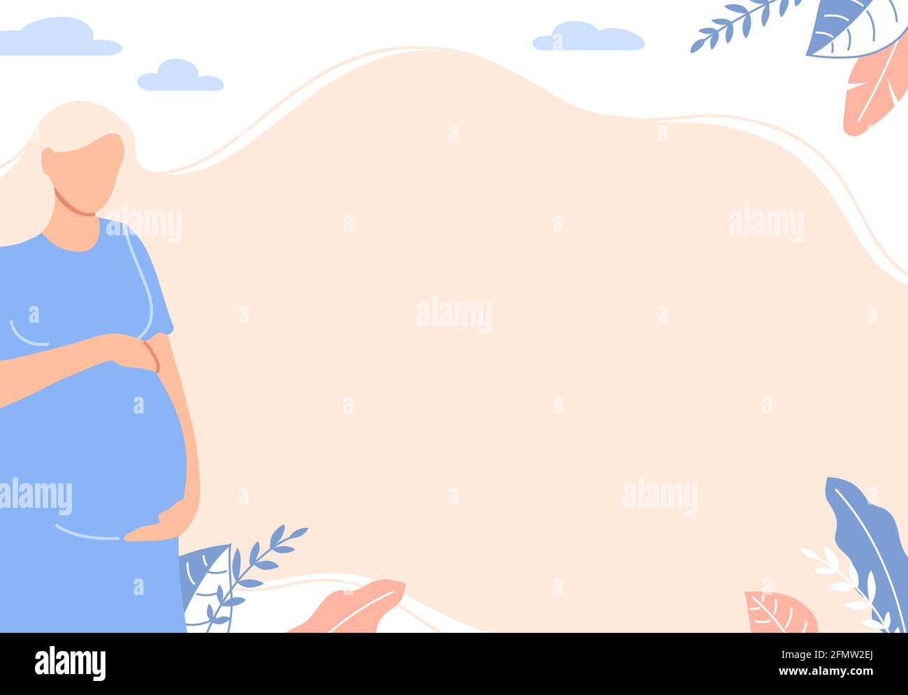 Pregnant woman expecting a baby background. Stock Vector