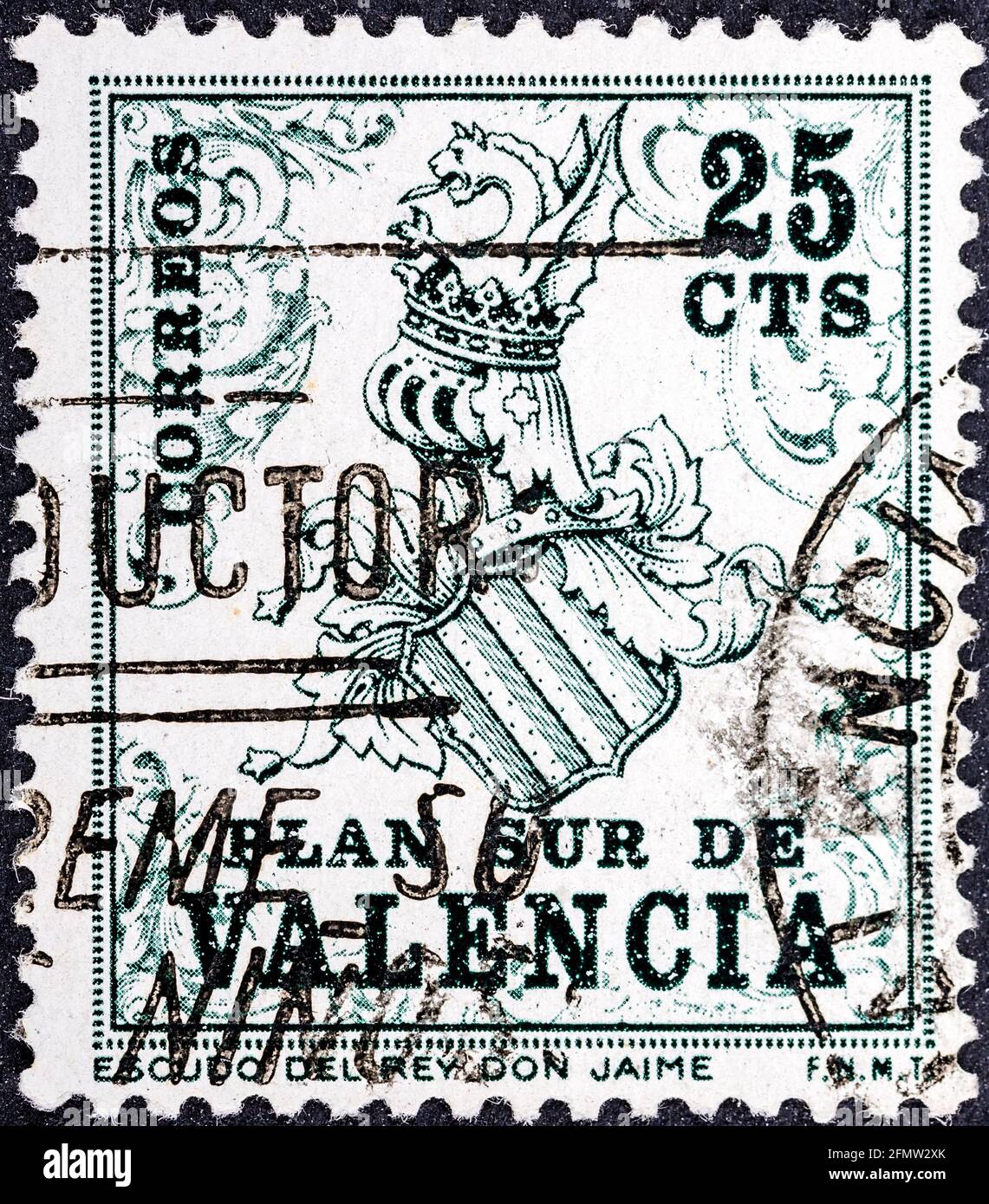 SPAIN CIRCA 1963 A stamp printed in Spain shows Coat of arms of