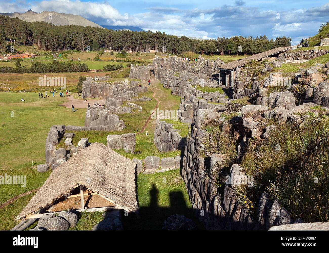 View of Sacsayhuaman, Inca ruins in Cusco or Cuzco town, Peru Stock Photo