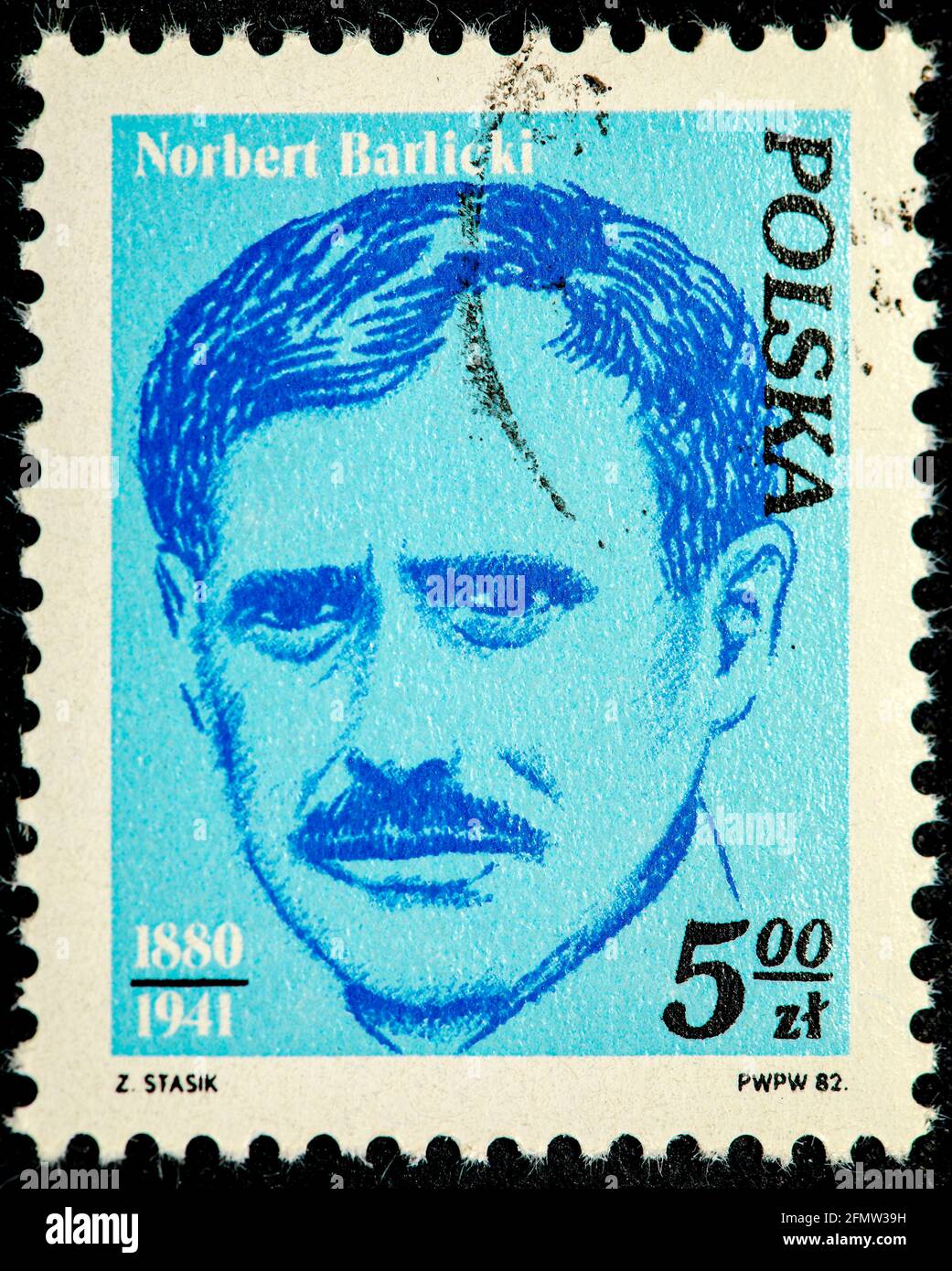 Poland - Circa 1982: A stamp printed in Poland from the 'Activists of Polish Workers' Movement' issue shows Norbert Barlicki, circa 1982. Stock Photo