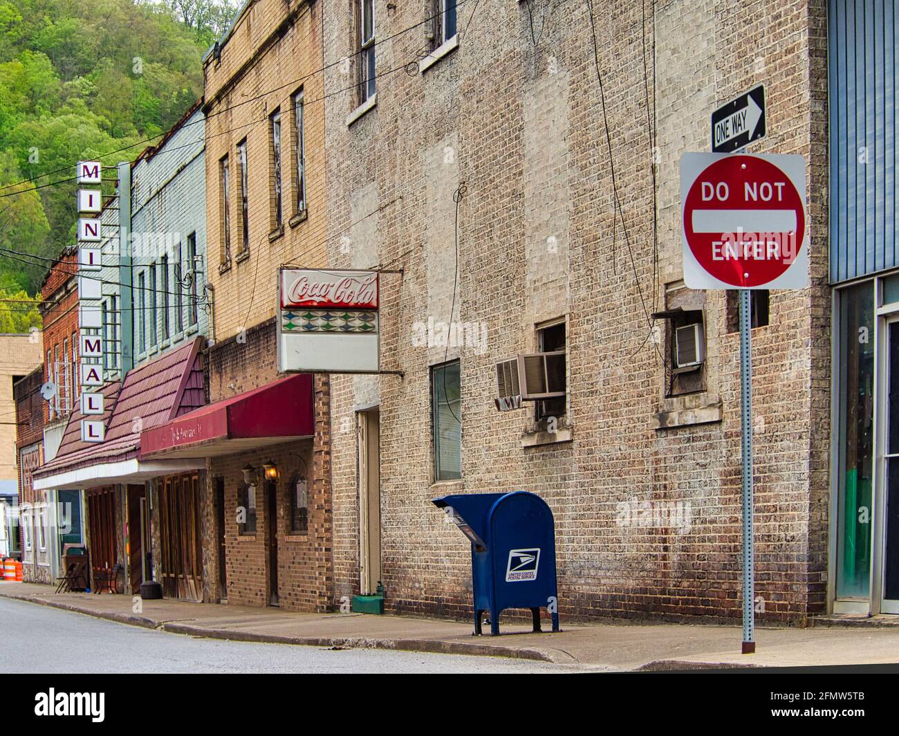 Howard Ave in Mullens WV   in Wyoming County, USA, Old Coal Town. Stock Photo