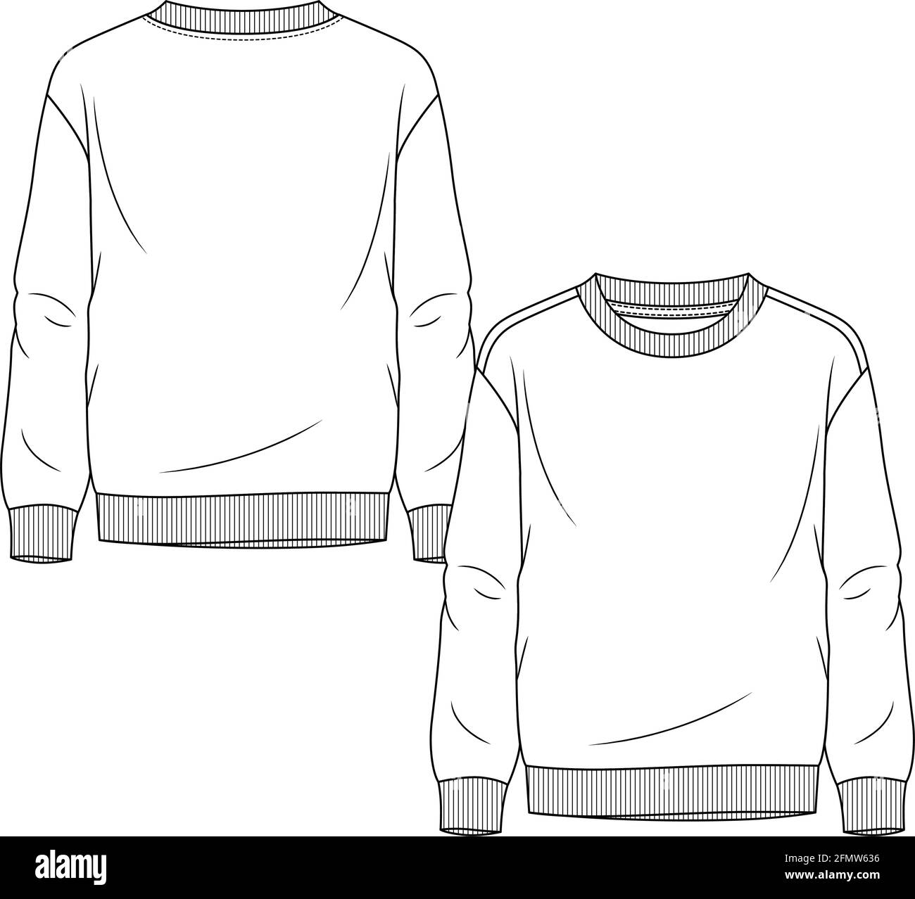 Premium Vector | Long sleeve sweatshirt technical fashion flat sketch  vector illustration template for men and boys