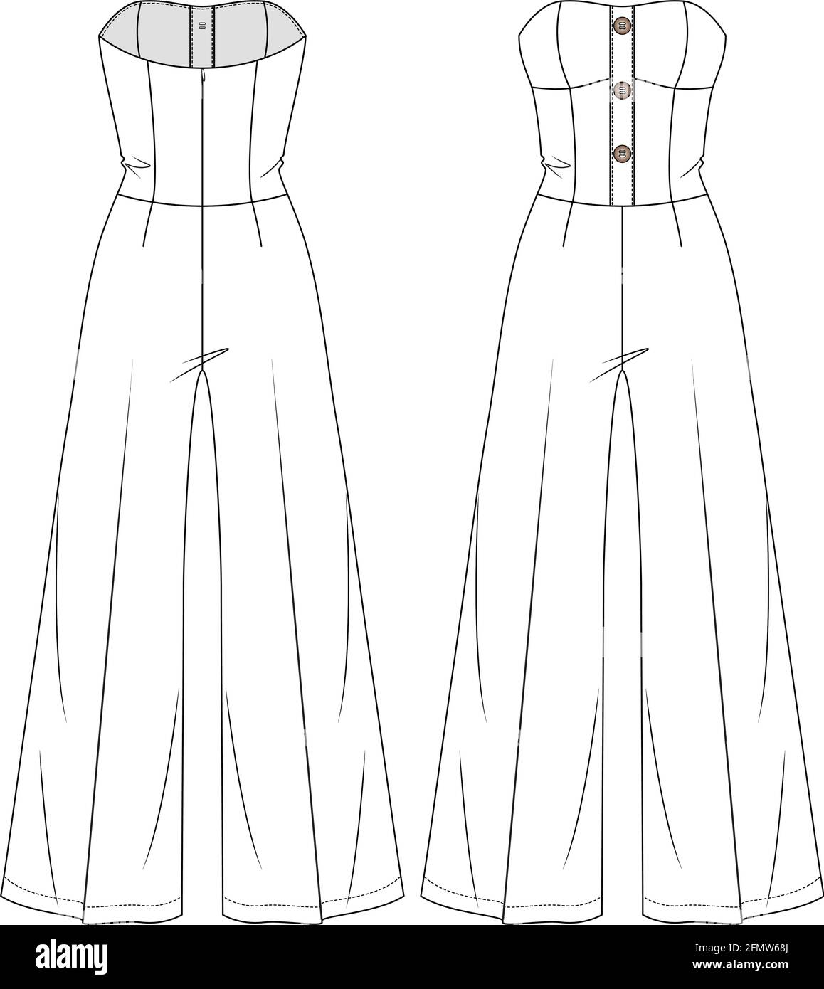 Jumpsuit Fashion Vector Illustration Flat Sketches Stock Vector Royalty  Free 1464232994  Shutterstock