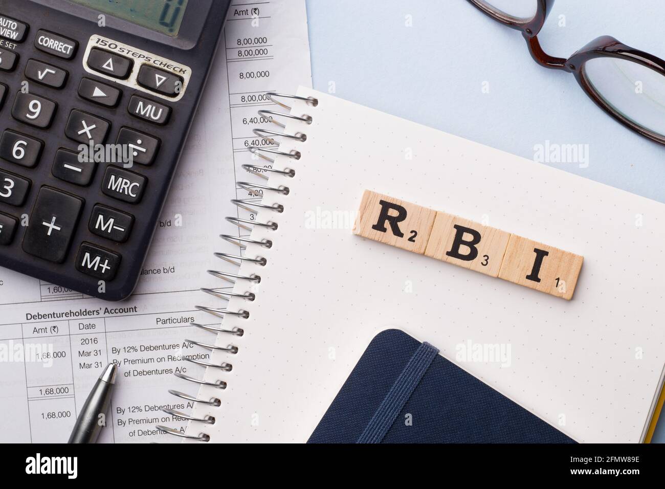 Assam, india - March 30, 2021 : Word RBI written on wooden cubes stock image. Stock Photo