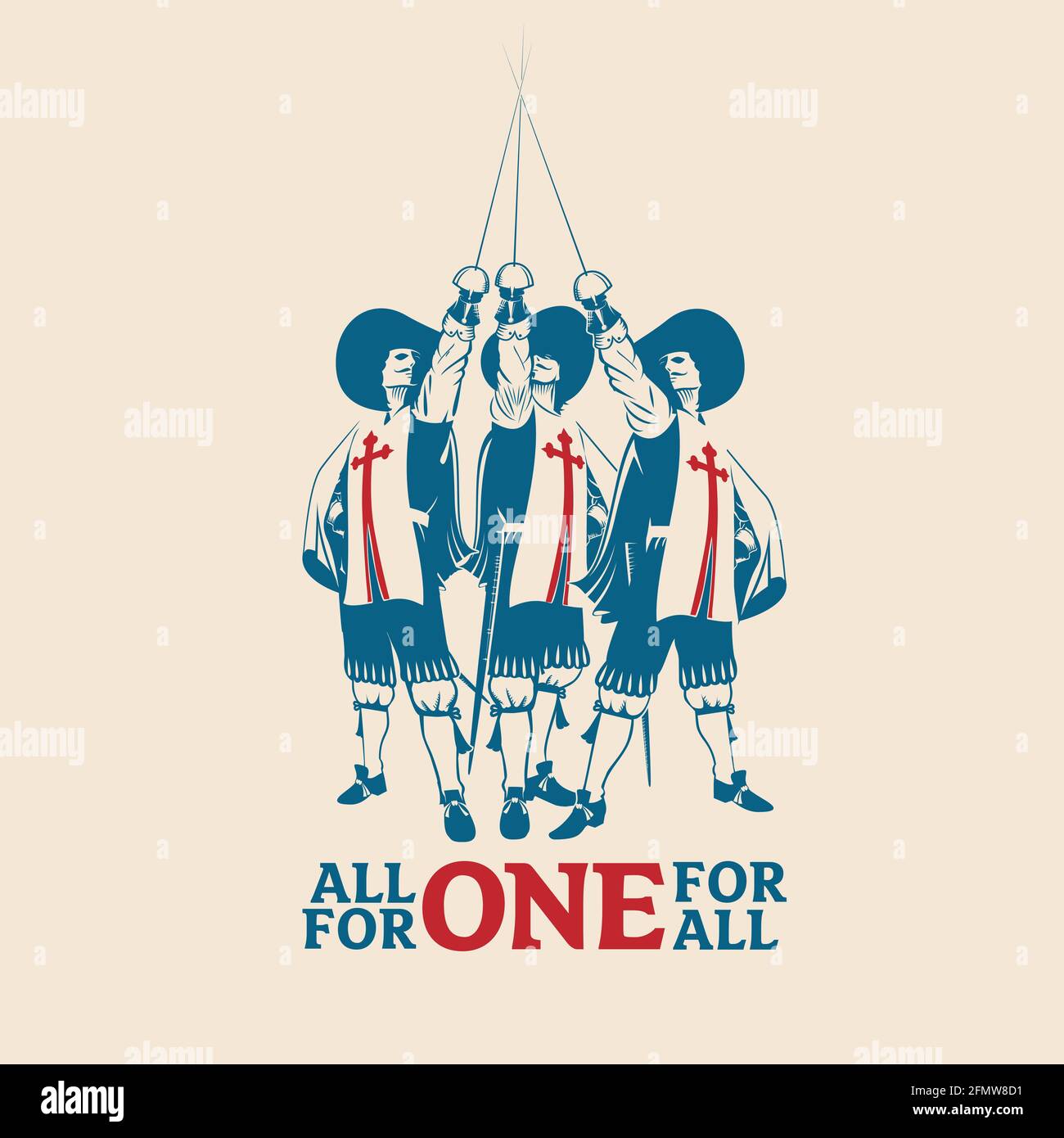 All For One For All vector illustration for commercial use such as logo, tshirt graphic, etc... Stock Vector