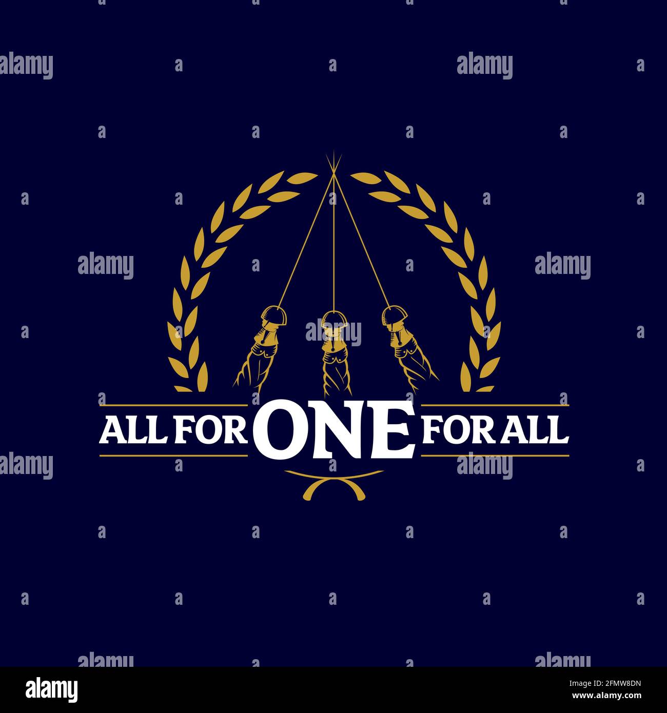 All For One For All vector illustration for commercial use such as logo, tshirt graphic, etc... Stock Vector