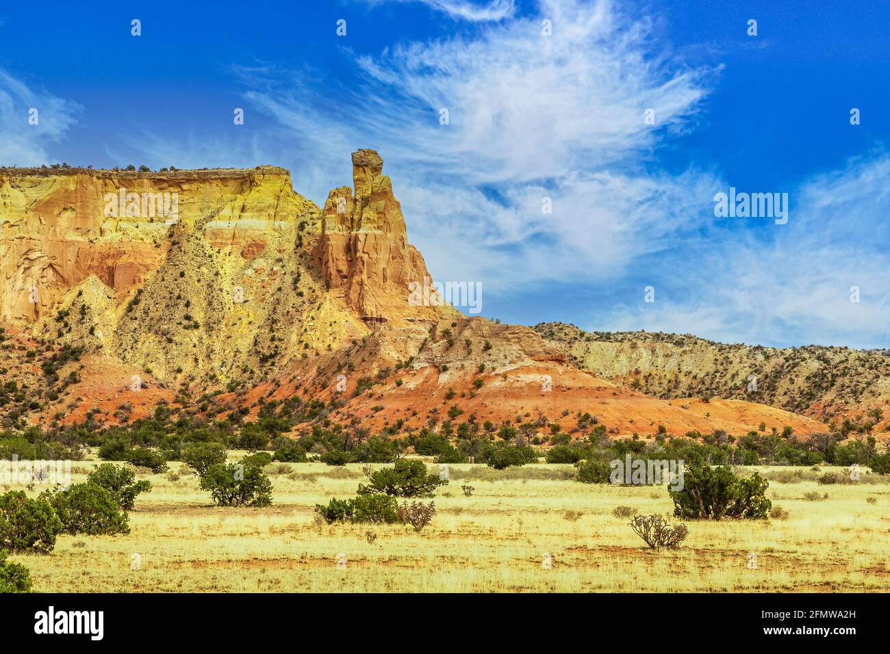 Landscape view of Chimney Rock at Abiquiu, New Mexico., USA. Stock Photo