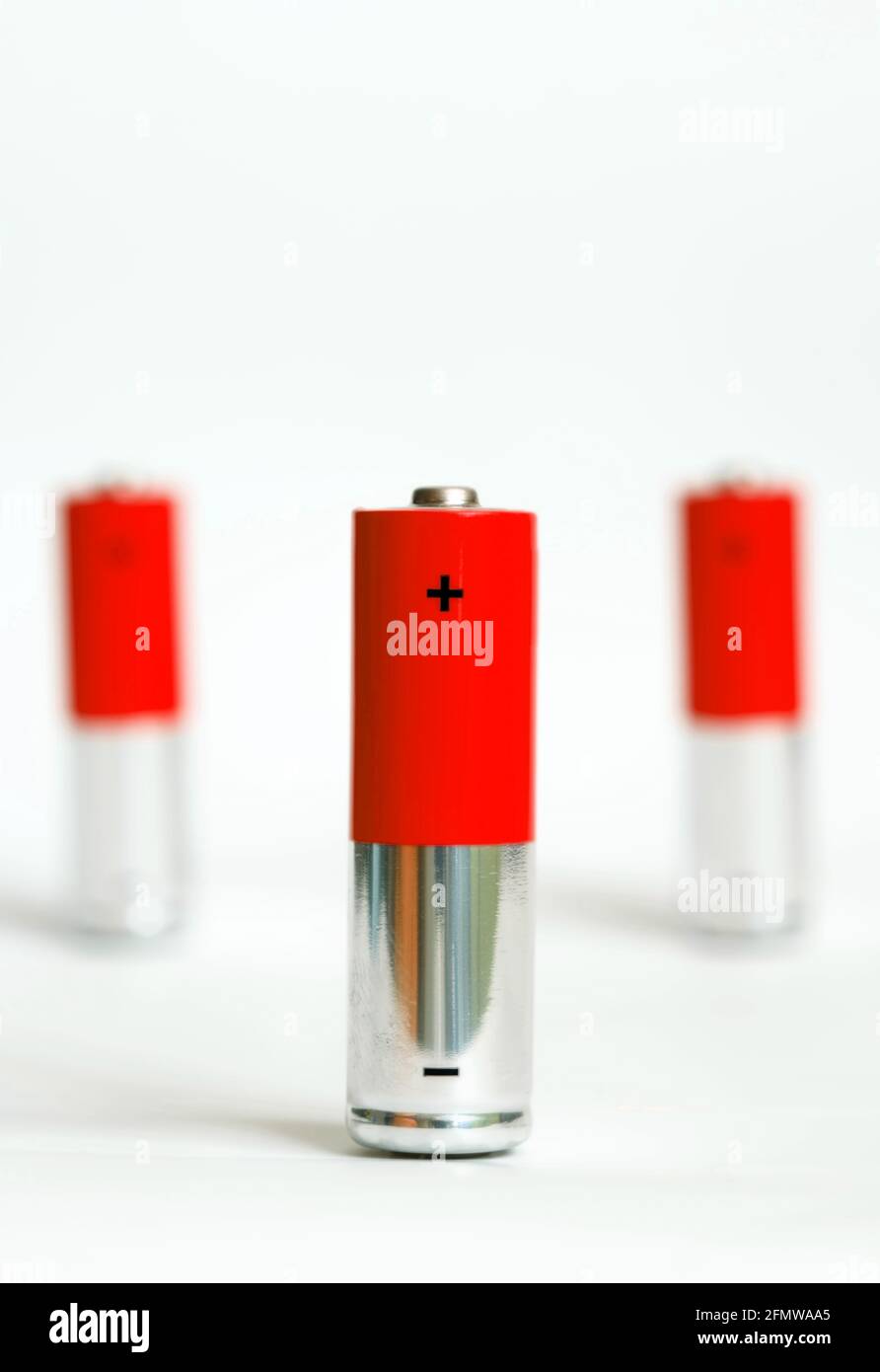 AA Batteries Closeup on white Background Stock Photo Alamy