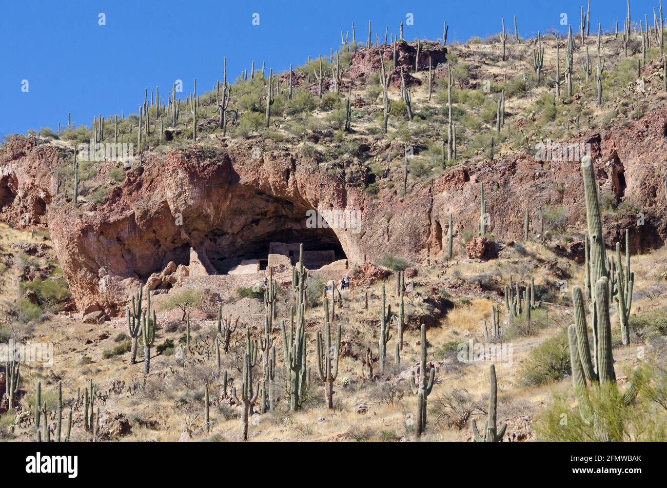 Pueblo Cliff Dwelling, Tonto National Monument in Arizona. Stock Photo