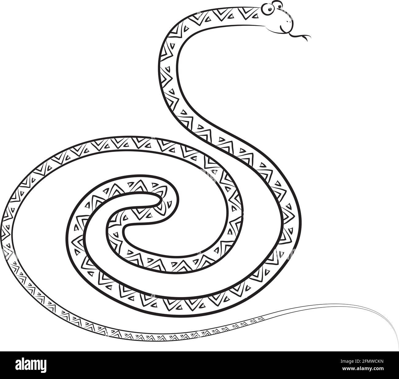 black and white cartoon long snake Stock Photo - Alamy