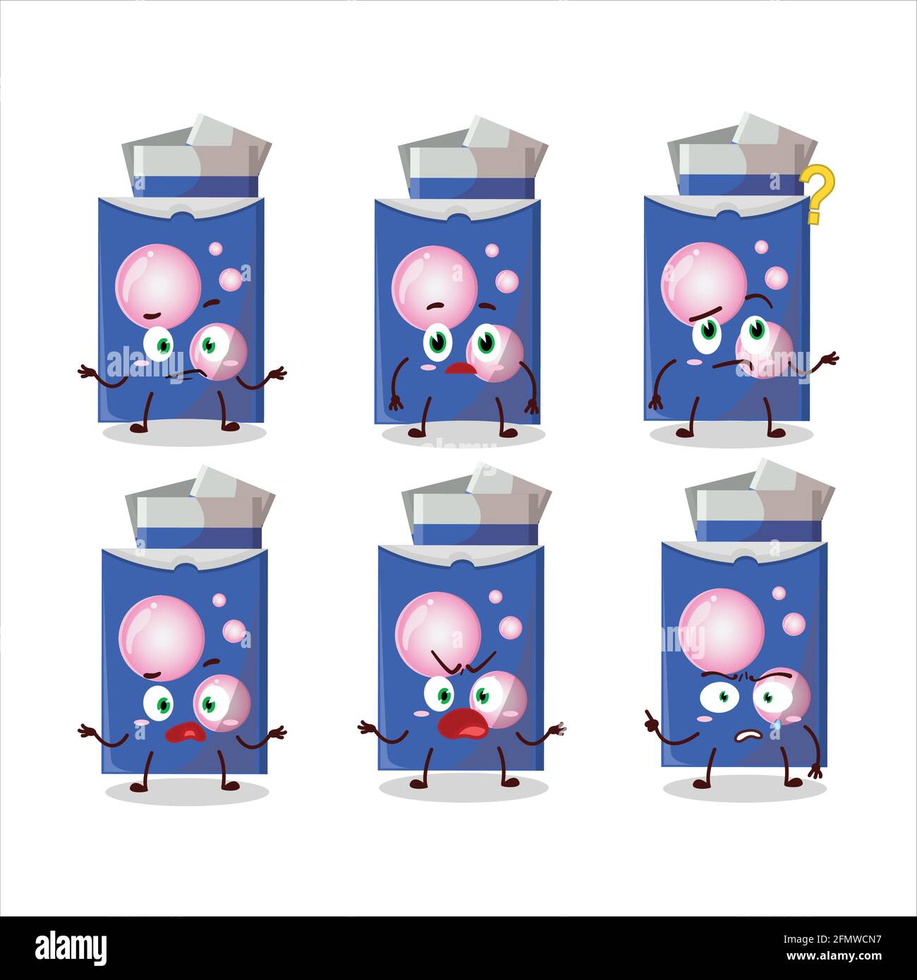 Cartoon character of blue bubble gum with what expression. Vector illustration Stock Vector