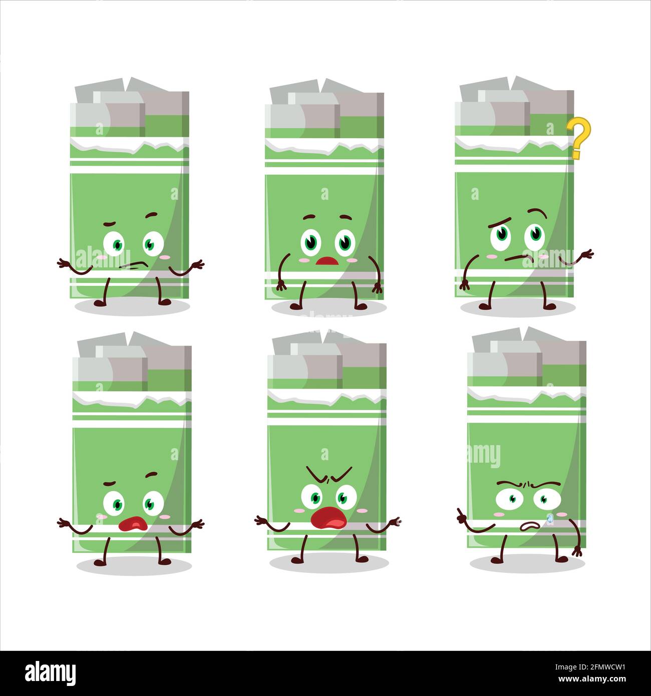 Cartoon character of green bubble gum with what expression. Vector illustration Stock Vector