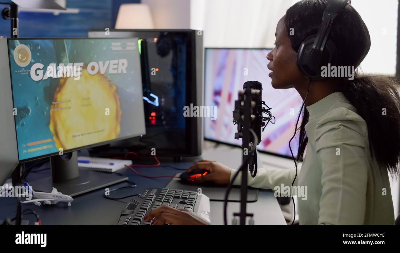 Game over woman african streamer hi-res stock photography and images ...