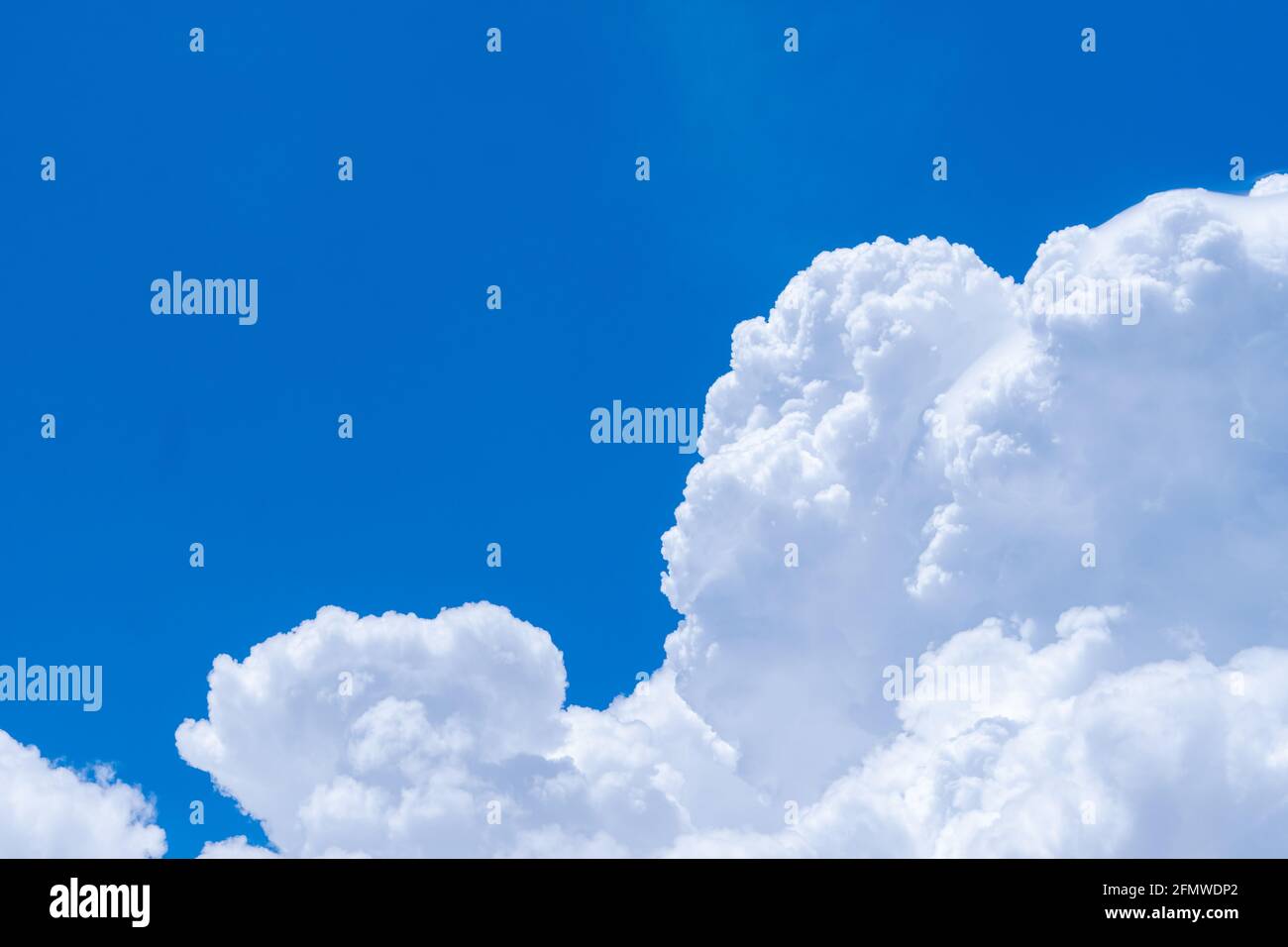 White fluffy clouds on blue sky. Soft touch feeling like cotton. White puffy cloudscape with space for text. Beauty in nature. Close-up white cumulus Stock Photo