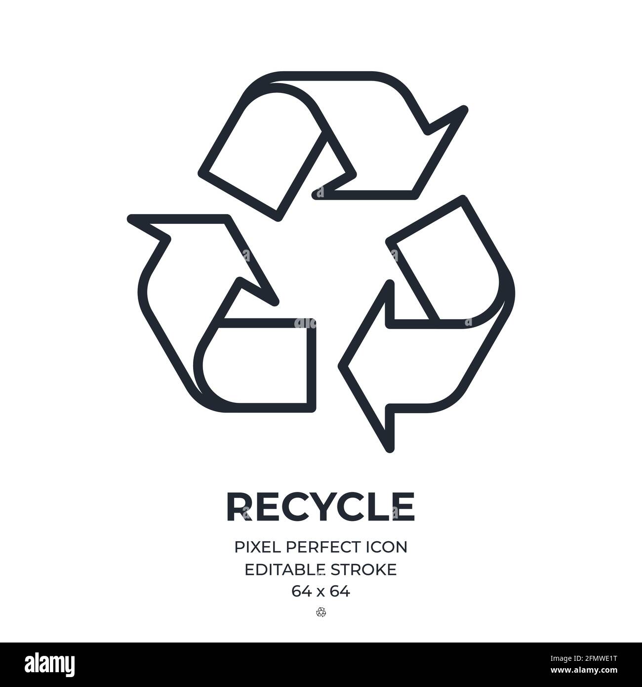 Recycle and zero waste concept editable stroke outline icon isolated on ...