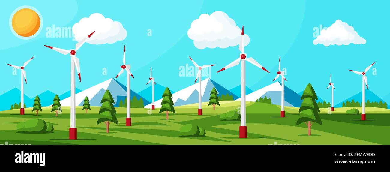 Wind turbine solar farm power Stock Vector Images - Alamy