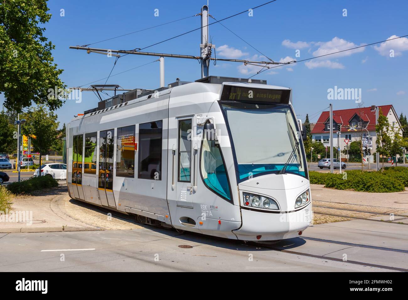Kassel, Germany - August 8, 2020: RegioTram Kassel tram train public transport Holländische Strasse station in Germany. Stock Photo