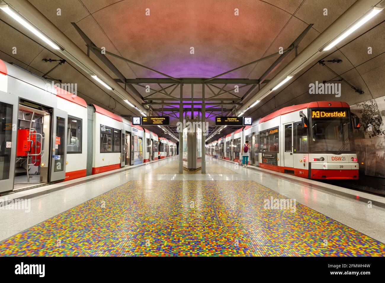 Dortmund, Germany - August 10, 2020: Dortmund Metro Stadtbahn light rail Underground Station Unionstrasse in Germany. Stock Photo