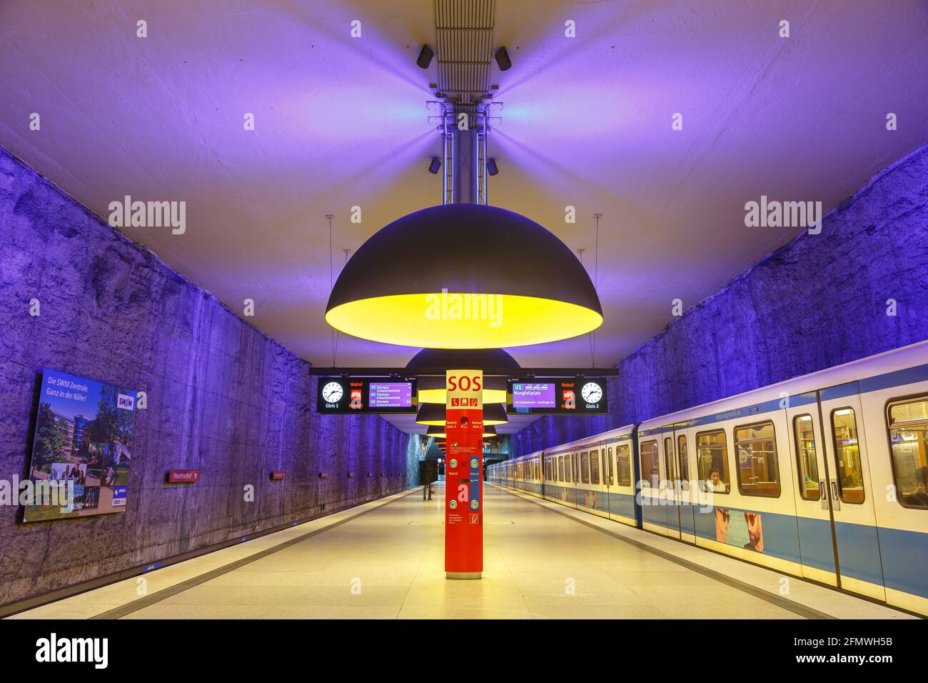 Munich, Germany - November 16, 2014: Metro Underground Station Westfriedhof in Munich, Germany. Stock Photo