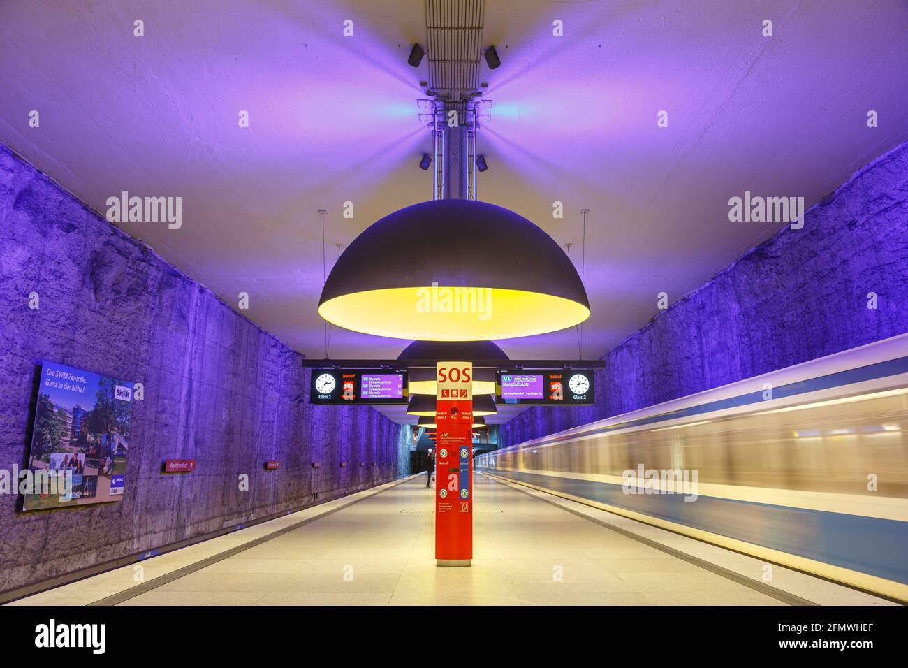 Munich, Germany - November 16, 2014: Metro Underground Station Westfriedhof in Munich, Germany. Stock Photo