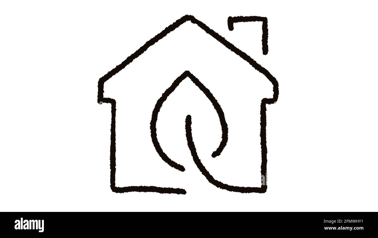 house icon with leaf, animated whiteboard style, bonus eco footage