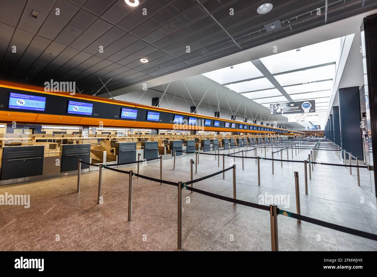 Zurich, Switzerland - September 23, 2020: Terminal Check-in 2 at Zurich Airport (ZRH) in Switzerland. Stock Photo