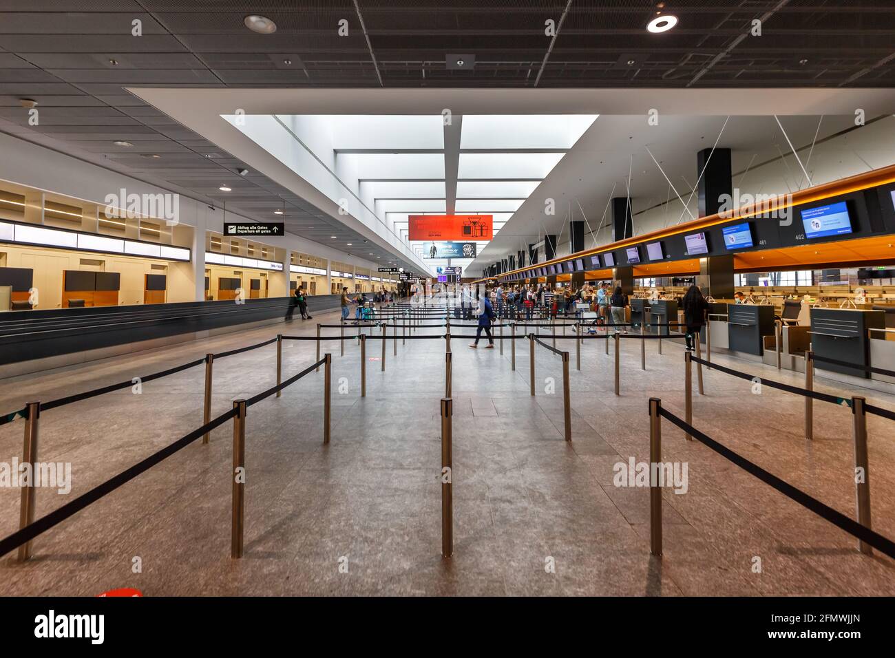 Zurich, Switzerland - September 23, 2020: Terminal Check-in 2 at Zurich Airport (ZRH) in Switzerland. Stock Photo