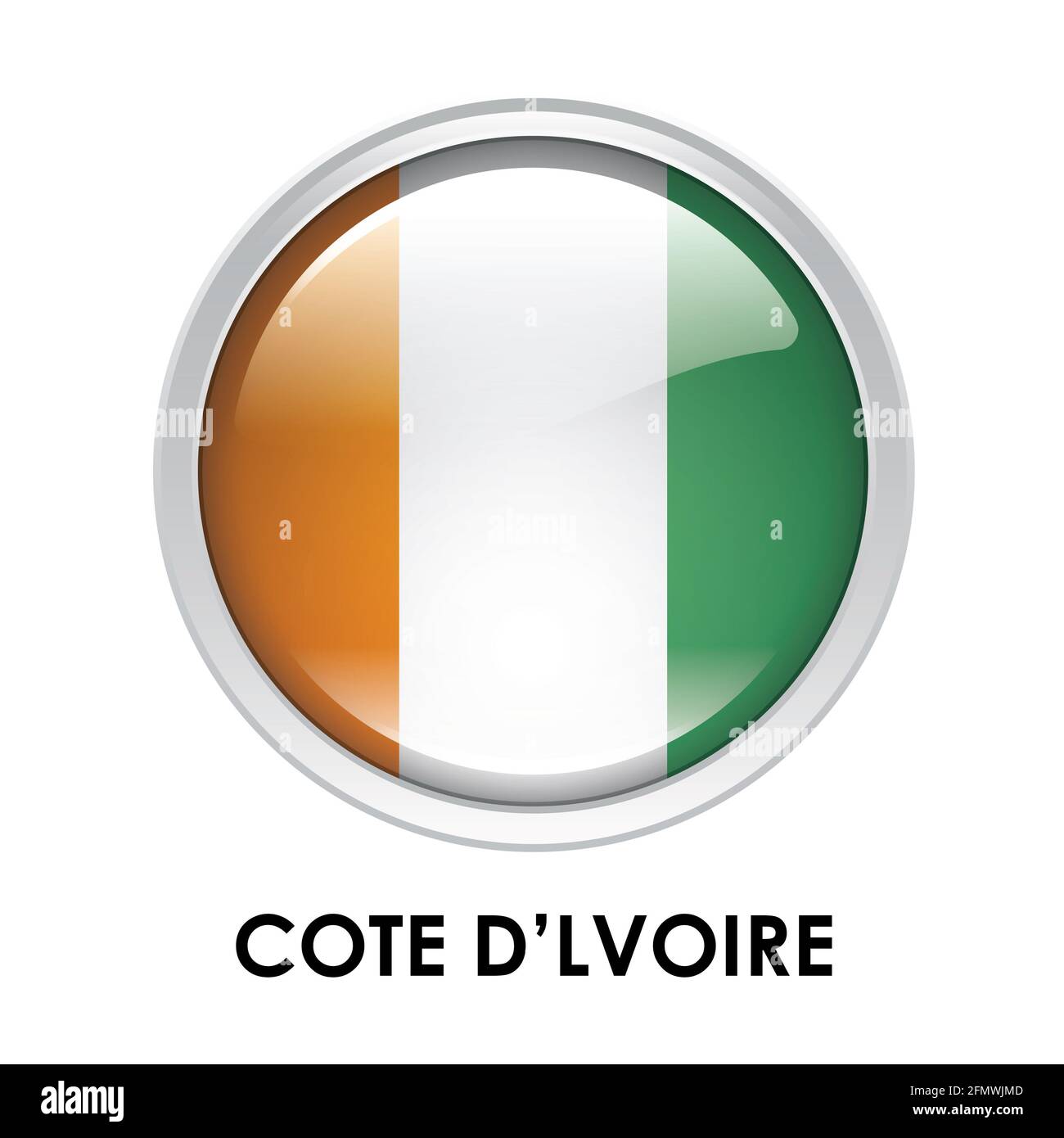 Round flag of Cote D’Ivoire Stock Photo