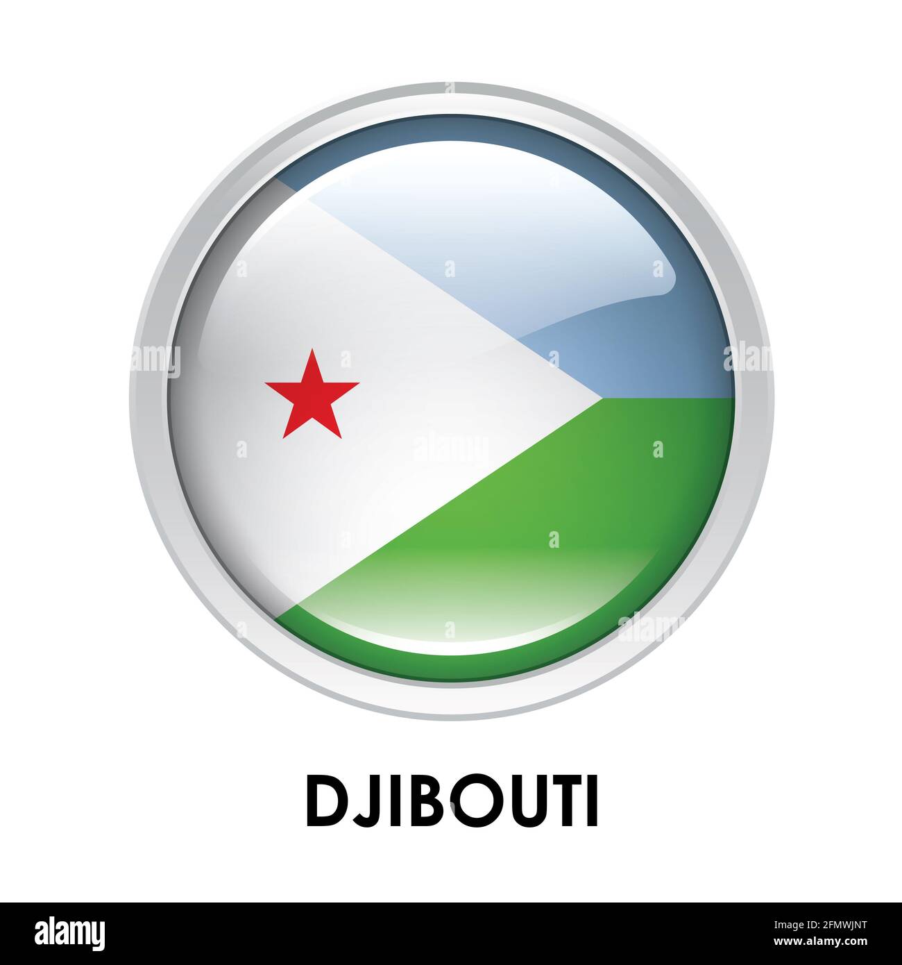 Round flag of Djibouti Stock Photo