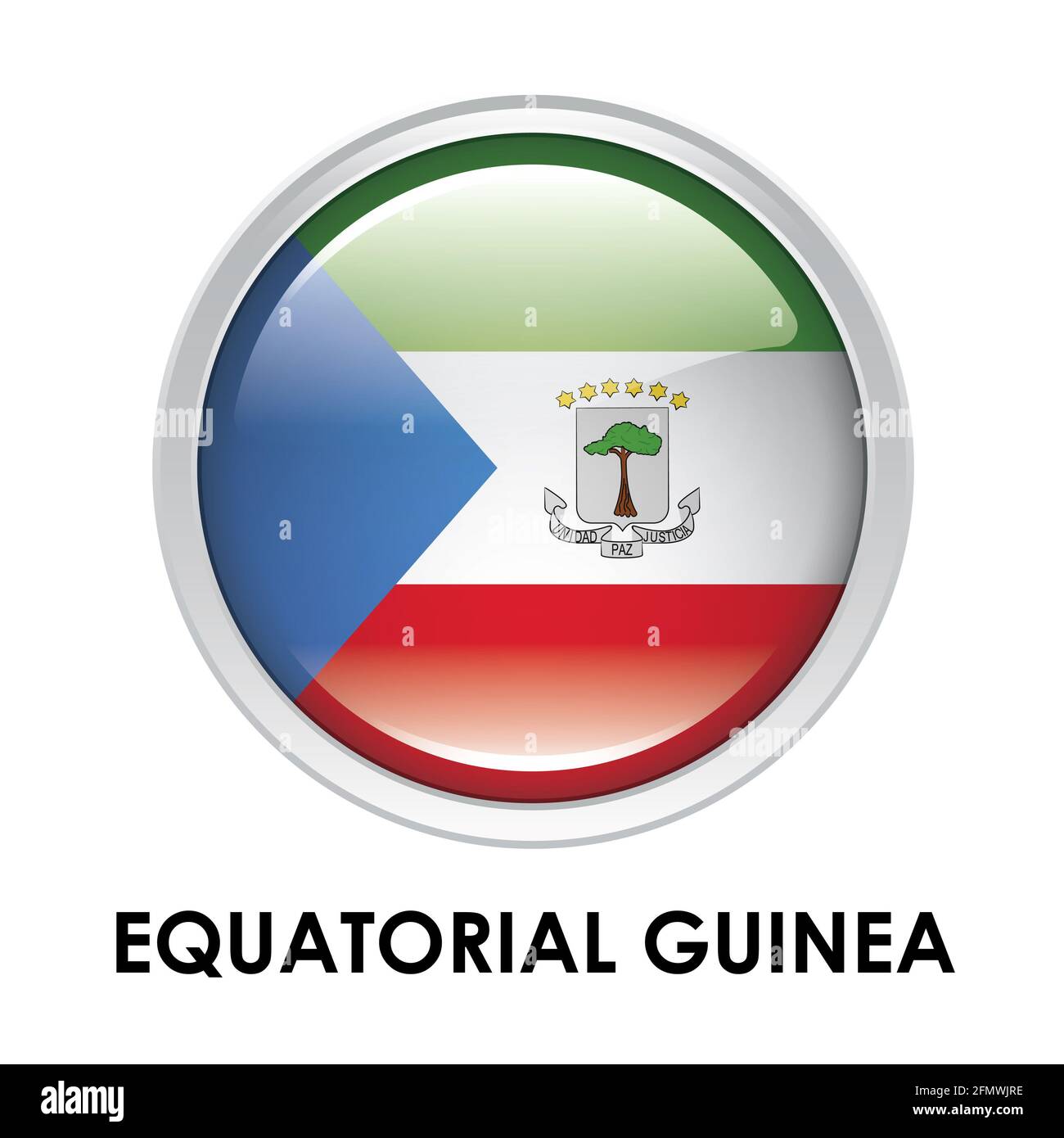 Round flag of Equatorial Guinea Stock Photo