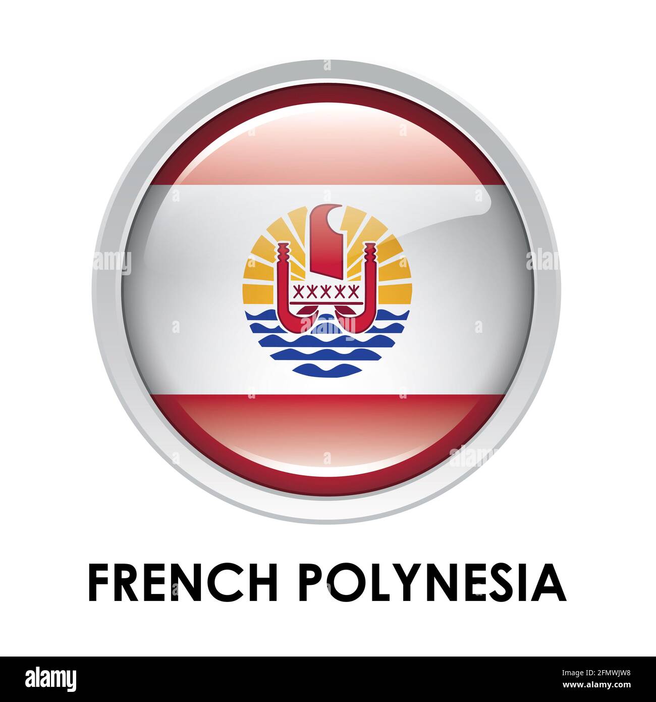 Round flag of French Polynesia Stock Photo