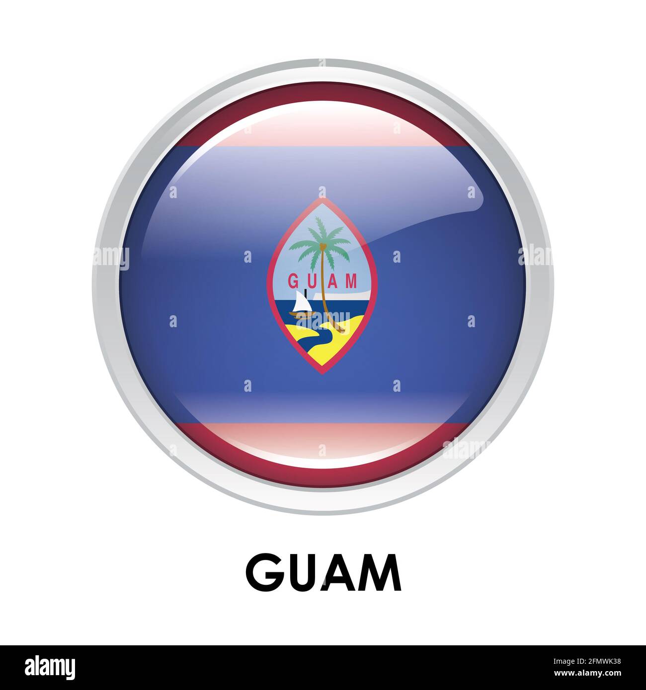 Round flag of Guam Stock Photo