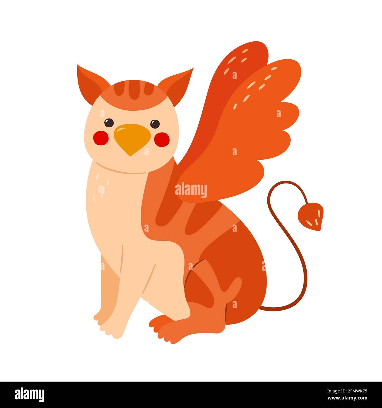 Gryphon baby. A mythical animal with wings. Isolated vector illustration on white background Stock Vector