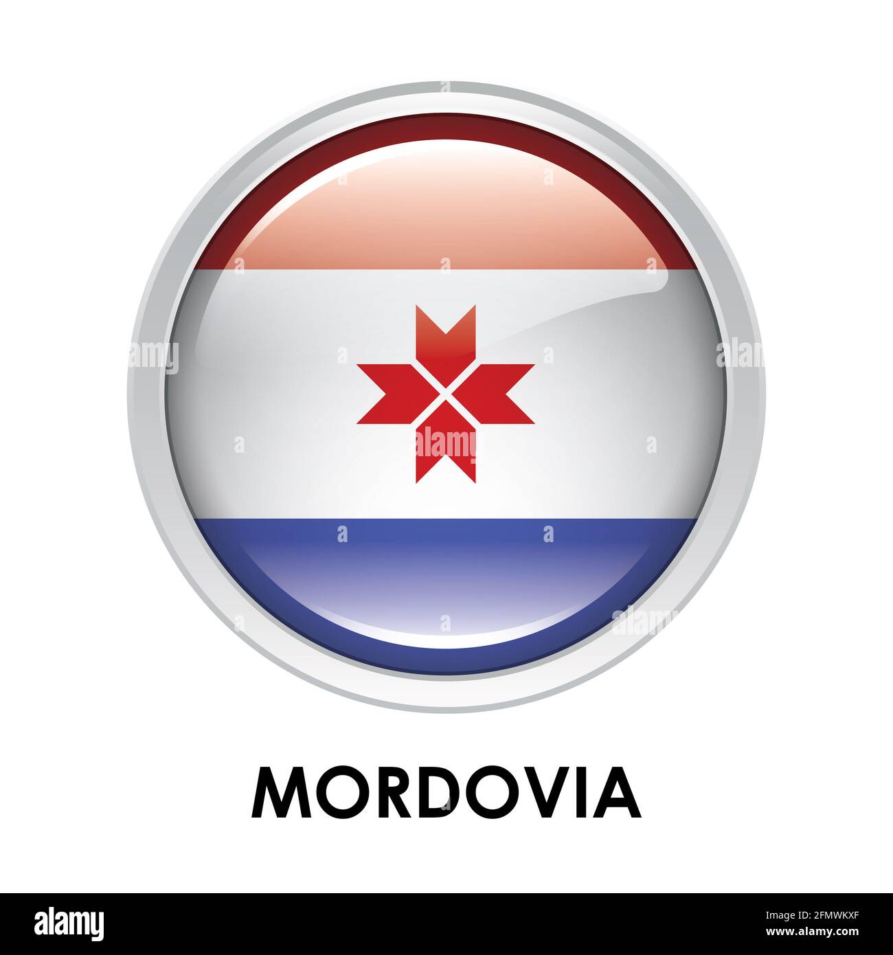 Round flag of Mordovia Stock Photo