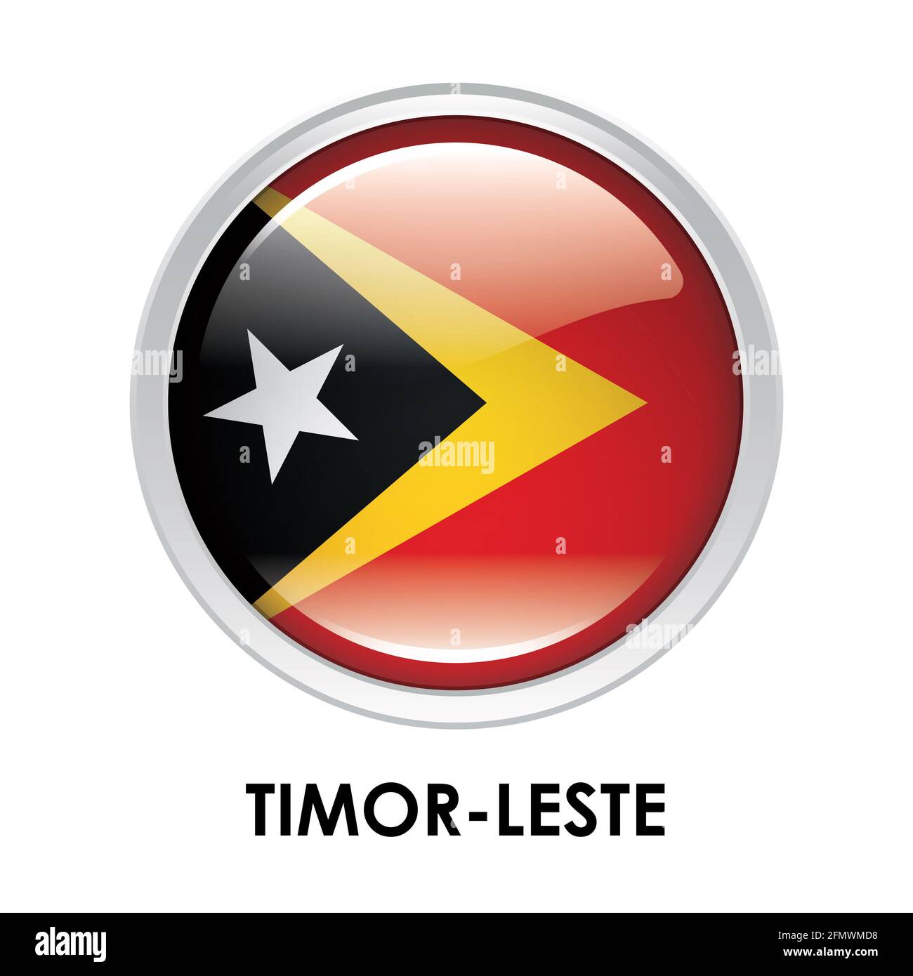 Round flag of Timor-Leste Stock Photo