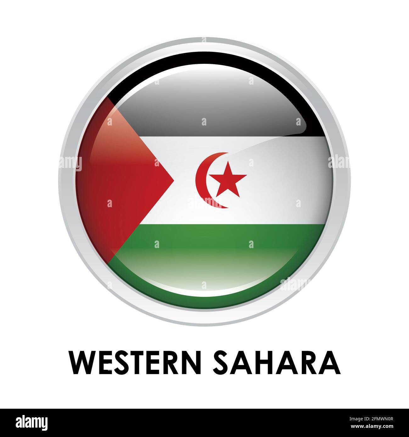 Round flag of Western Sahara Stock Photo