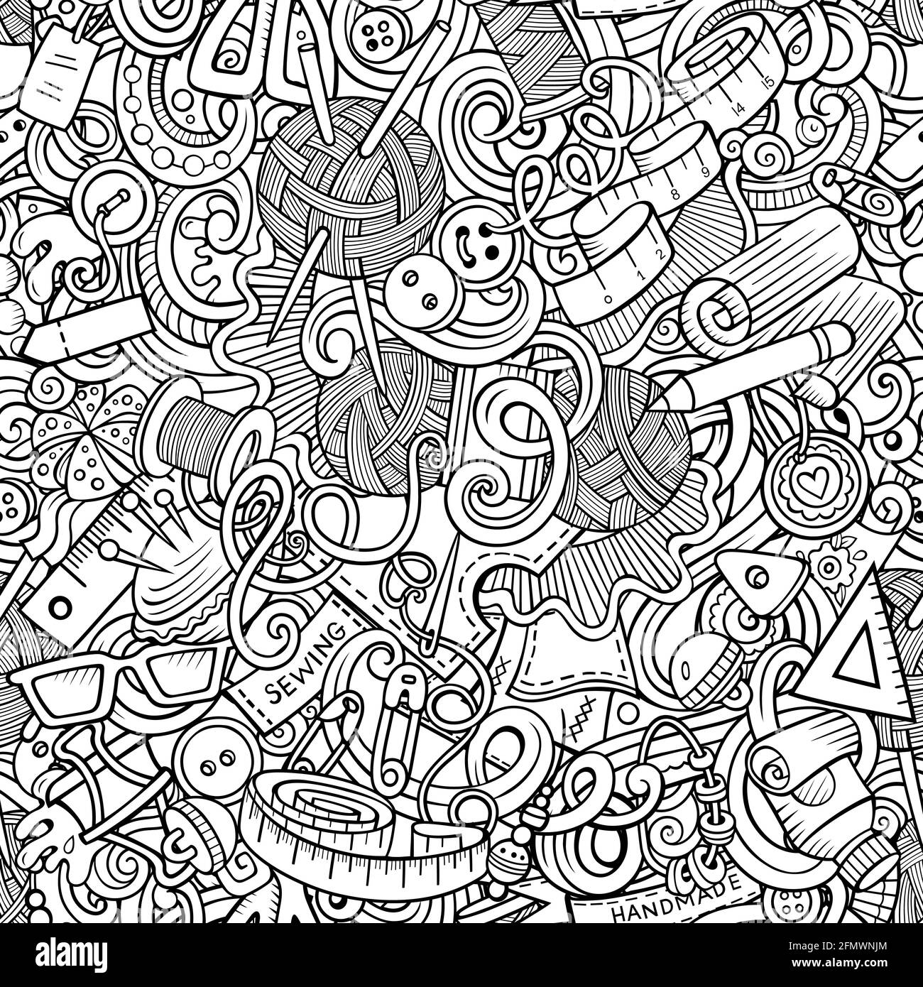 Handmade hand drawn doodles seamless pattern Stock Vector Image & Art ...