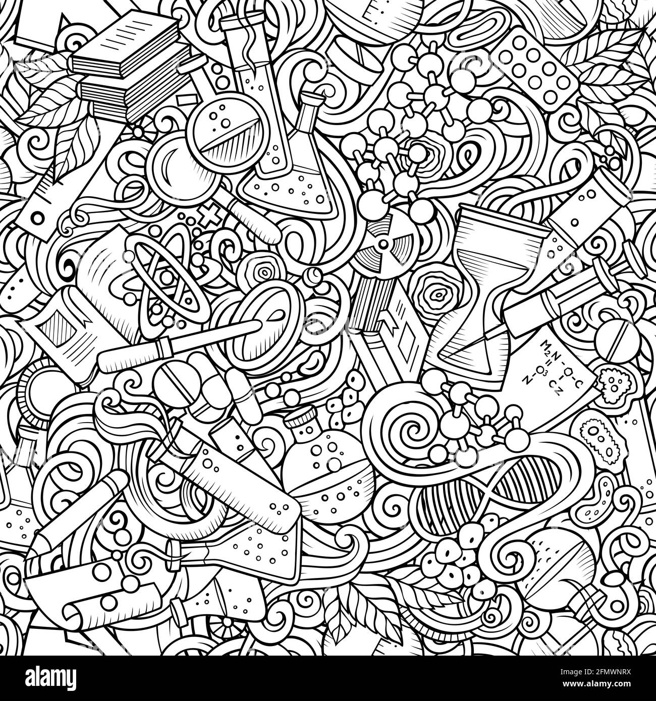 Science hand drawn doodles seamless pattern Stock Vector Image & Art ...