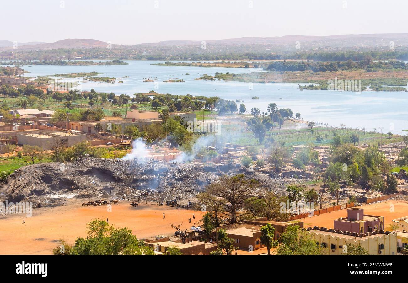 View of Bamako and the Niger River in Mali Stock Photo